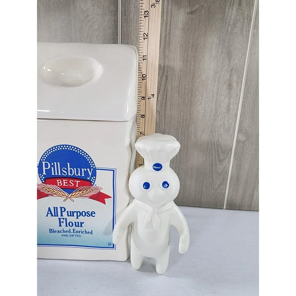 Vintage 1988 Pillsbury Flour Canister Recipe Bag Cookie Jar w/ 1971 Doughboy Set